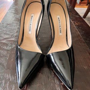 Manolo Blahnik Black Patent Leather D'Orsay Pumps - Size 39.5